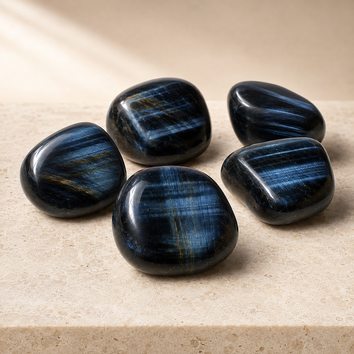 Blue Tiger Eye Tumbled Crystals (Alignment With The Higher Self and Unity Of Heart)