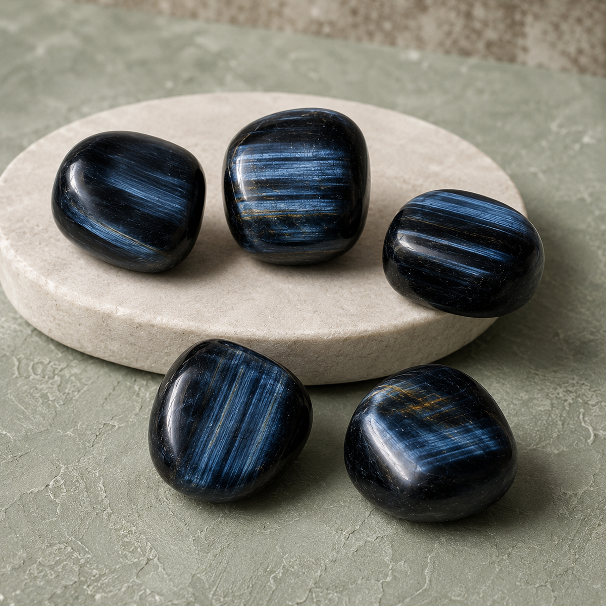 Blue Tiger Eye Tumbled Crystals (Alignment With The Higher Self and Unity Of Heart)