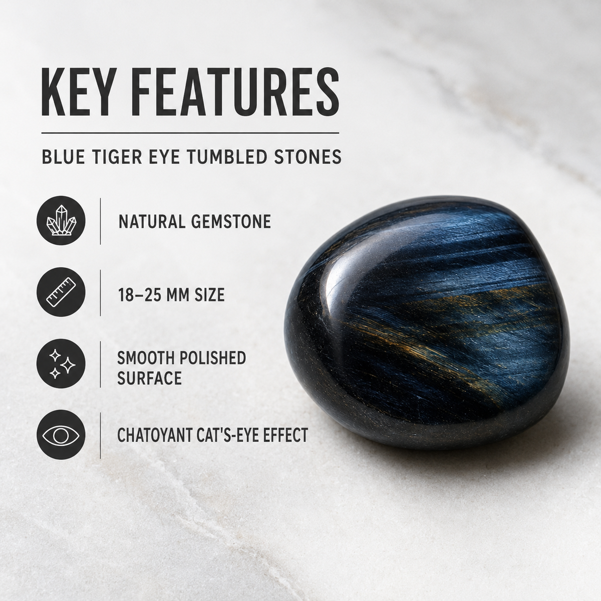 Blue Tiger Eye Tumbled Crystals (Alignment With The Higher Self and Unity Of Heart)