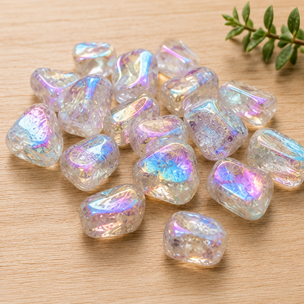 Aura Quartz Rainbow Tumbled Crystals (Energy Transfer and Past Life Recall)