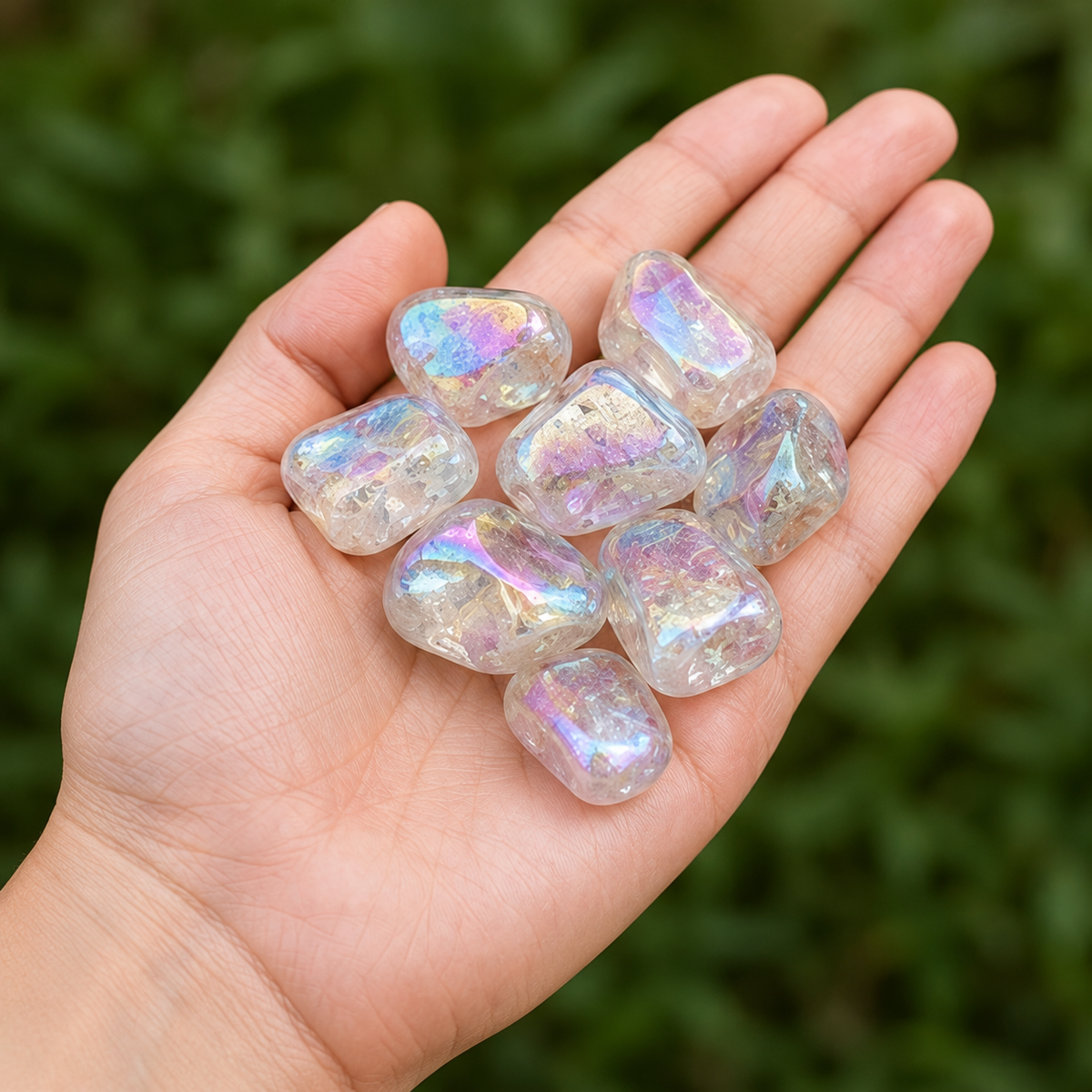 Aura Quartz Rainbow Tumbled Crystals (Energy Transfer and Past Life Recall)