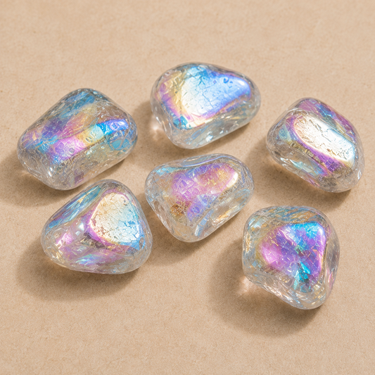 Aura Quartz Rainbow Tumbled Crystals (Energy Transfer and Past Life Recall)