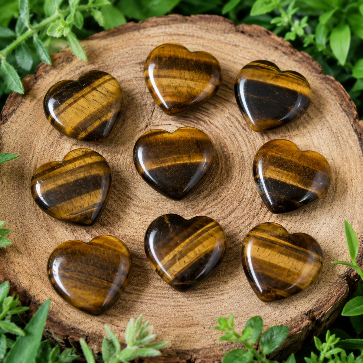 Tiger Eye Heart Crystal, Puffy Mini 1 Inch Pocket Crystal Heart