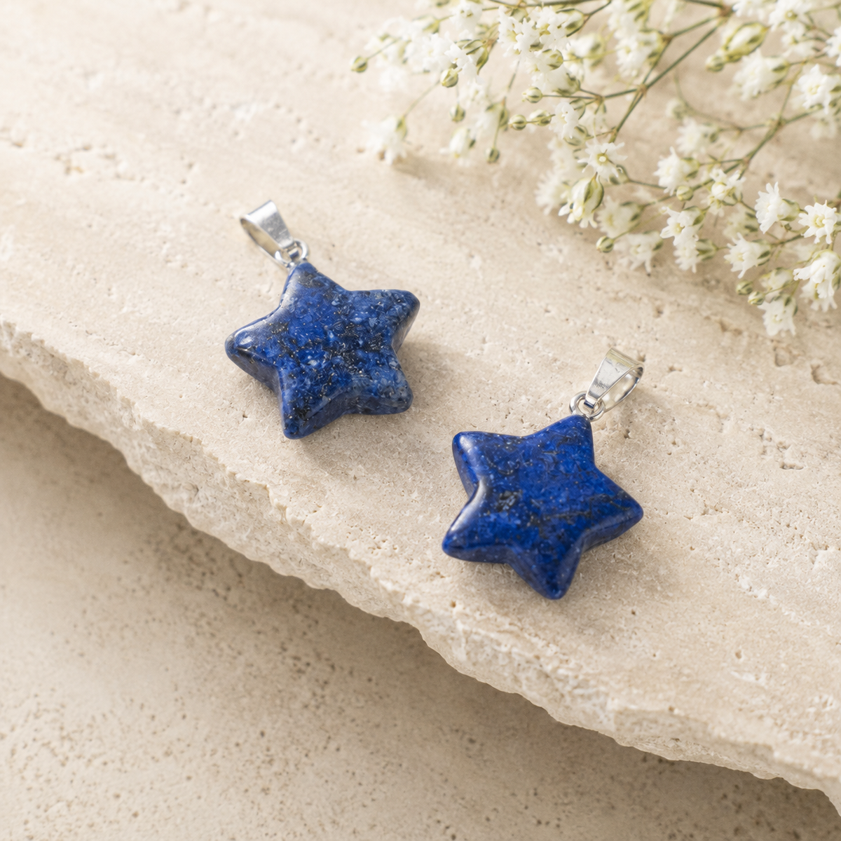 Lapis Lazuli Star Pendant Necklace – Natural Crystal Gemstone Jewelry