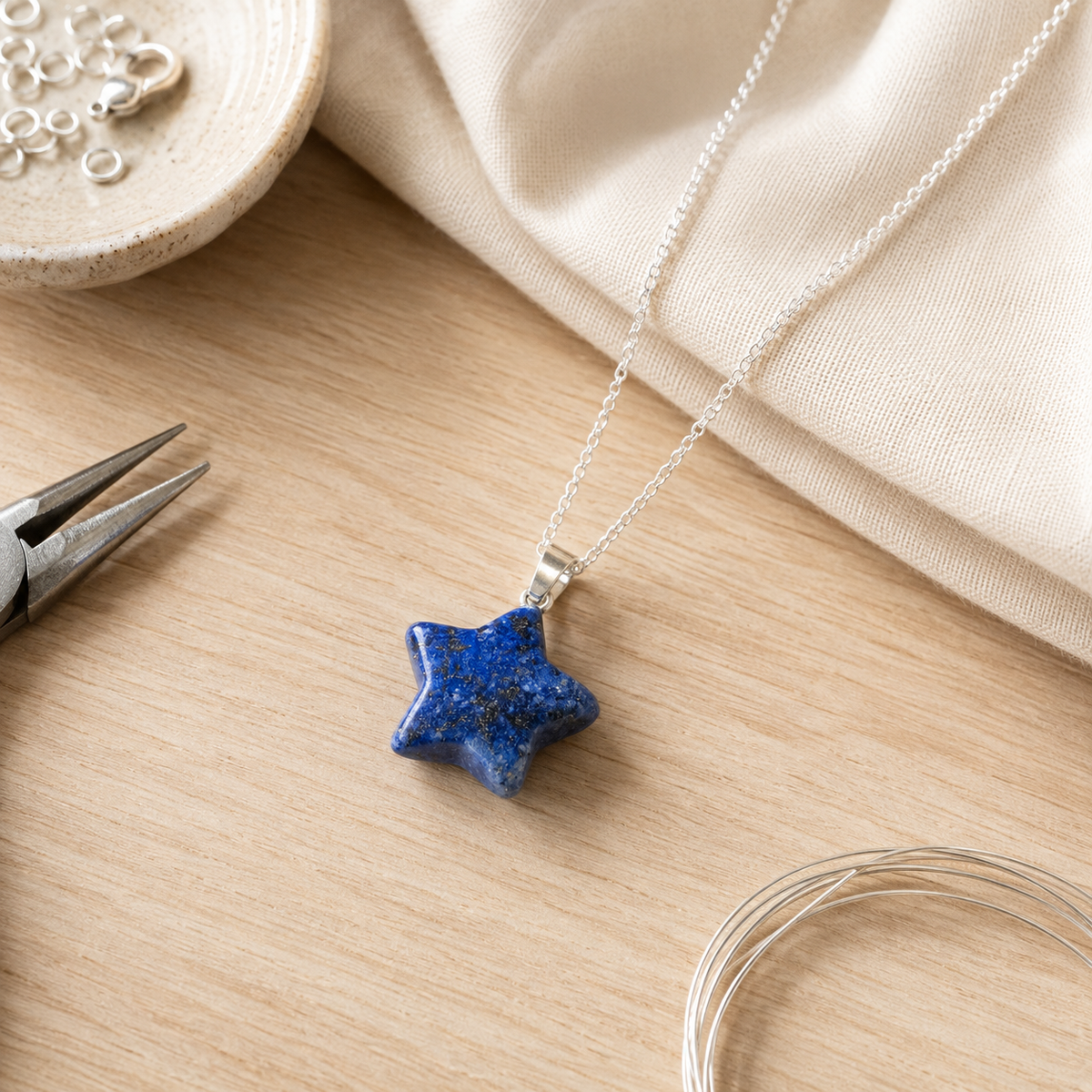 Lapis Lazuli Star Pendant Necklace – Natural Crystal Gemstone Jewelry