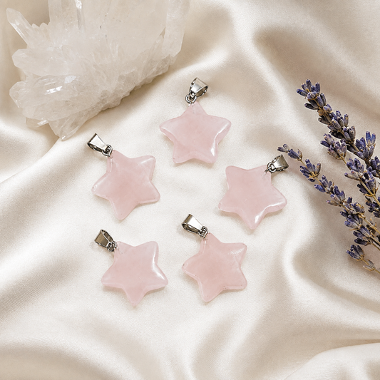 Rose Quartz Star Pendant Necklace – Natural Crystal Gemstone Jewelry
