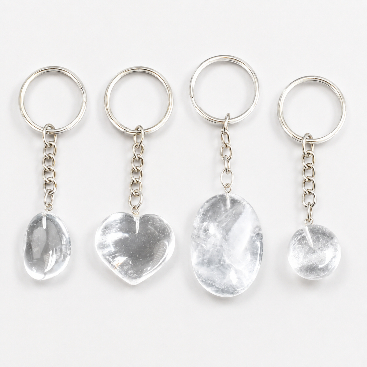 Crystal Quartz Key Chain, Gemstone Keychain Crystal Key Ring (Dreams and Enhancing)