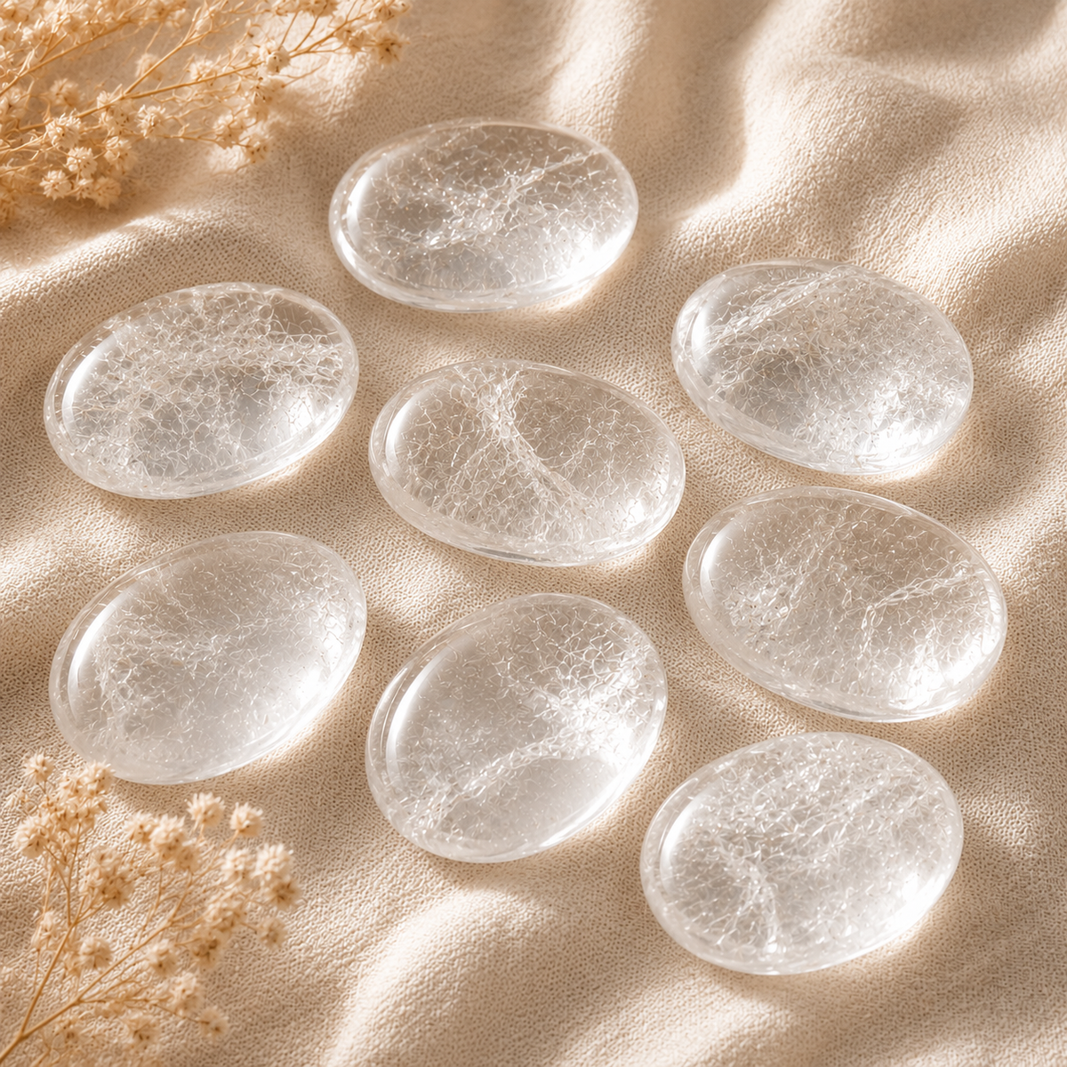 Crystal Quartz Pocket Stones (Dispelling Negative Energy and Meditation)