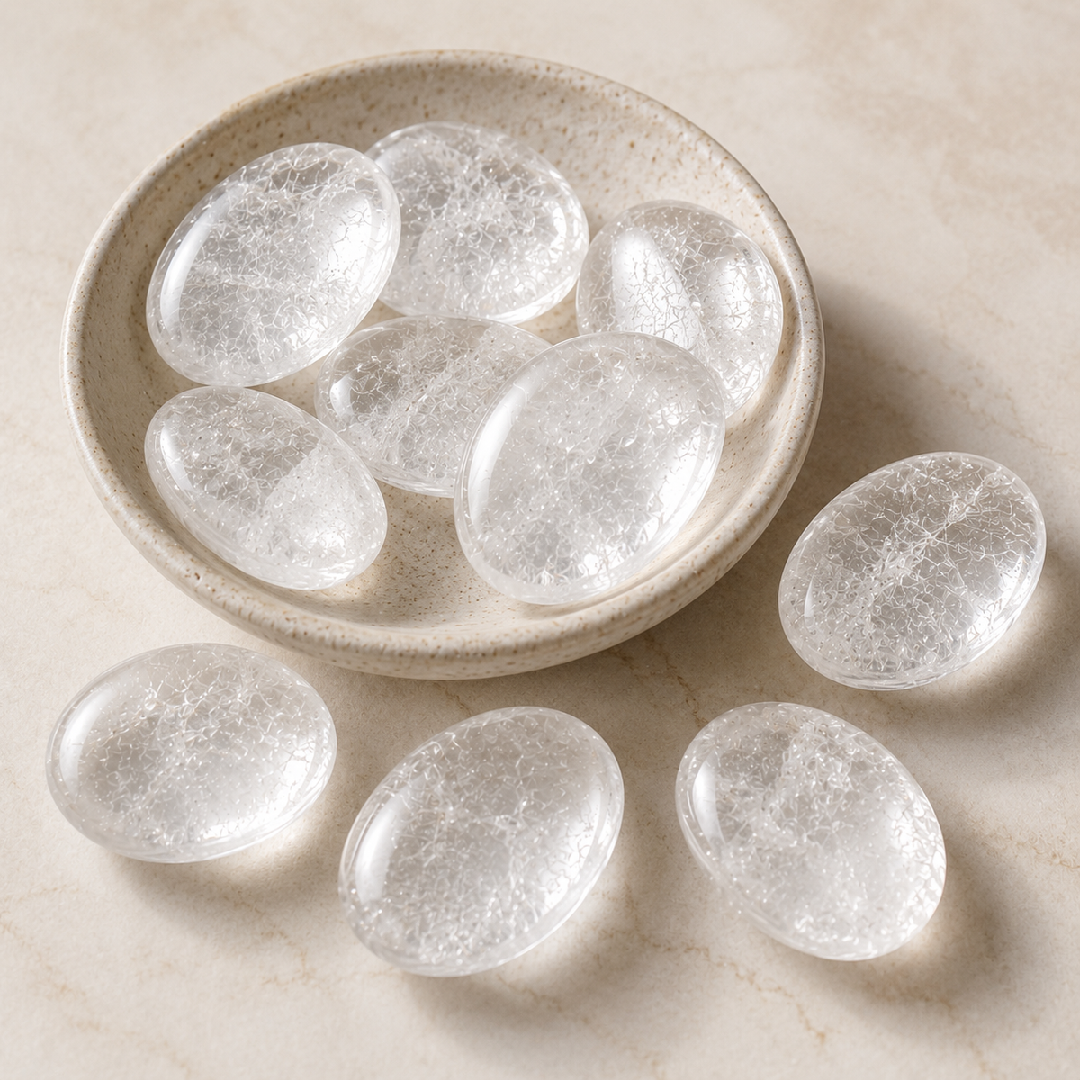 Crystal Quartz Pocket Stones (Dispelling Negative Energy and Meditation)