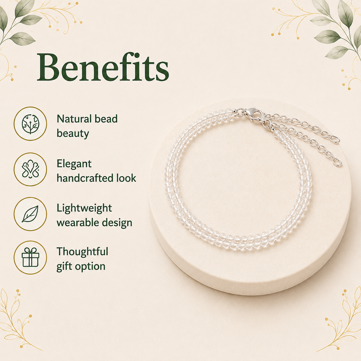 Clear Quartz Anklet – Natural Crystal Healing & Energy Jewelry
