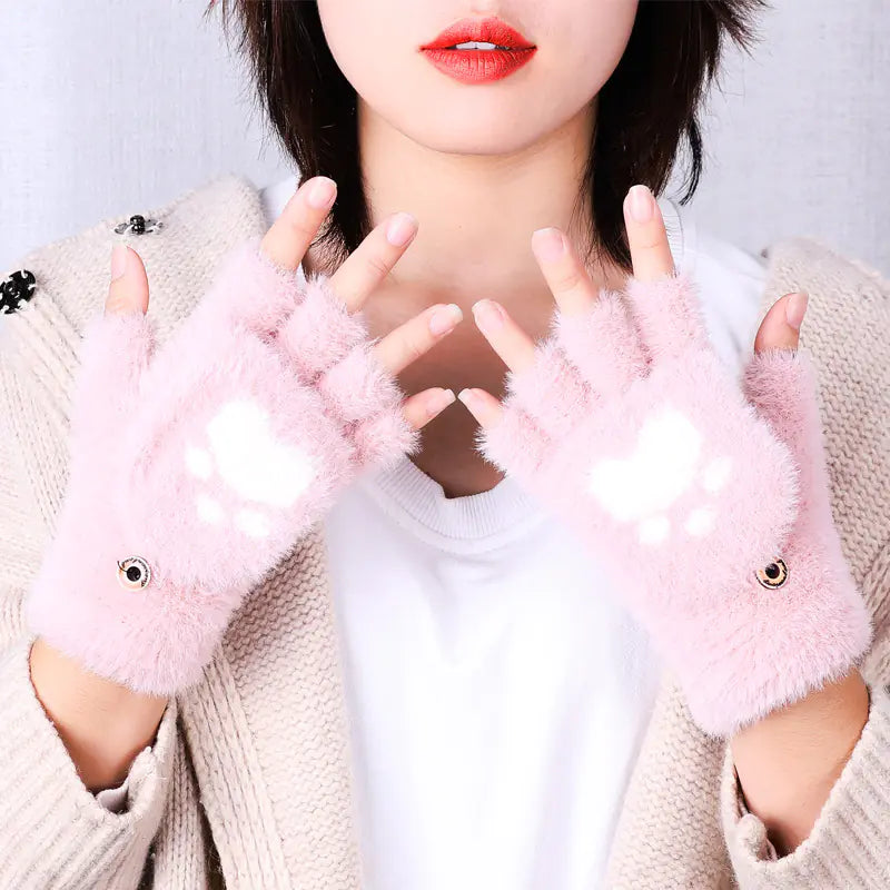Winter Cat Claw Knit Gloves - 888