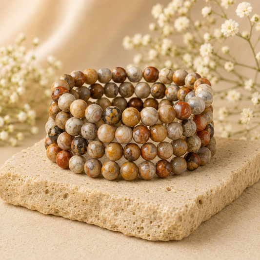 Crazy Lace Agate Bracelet | Orange Agate Bracelet (Purification and Chakra Cleansing)