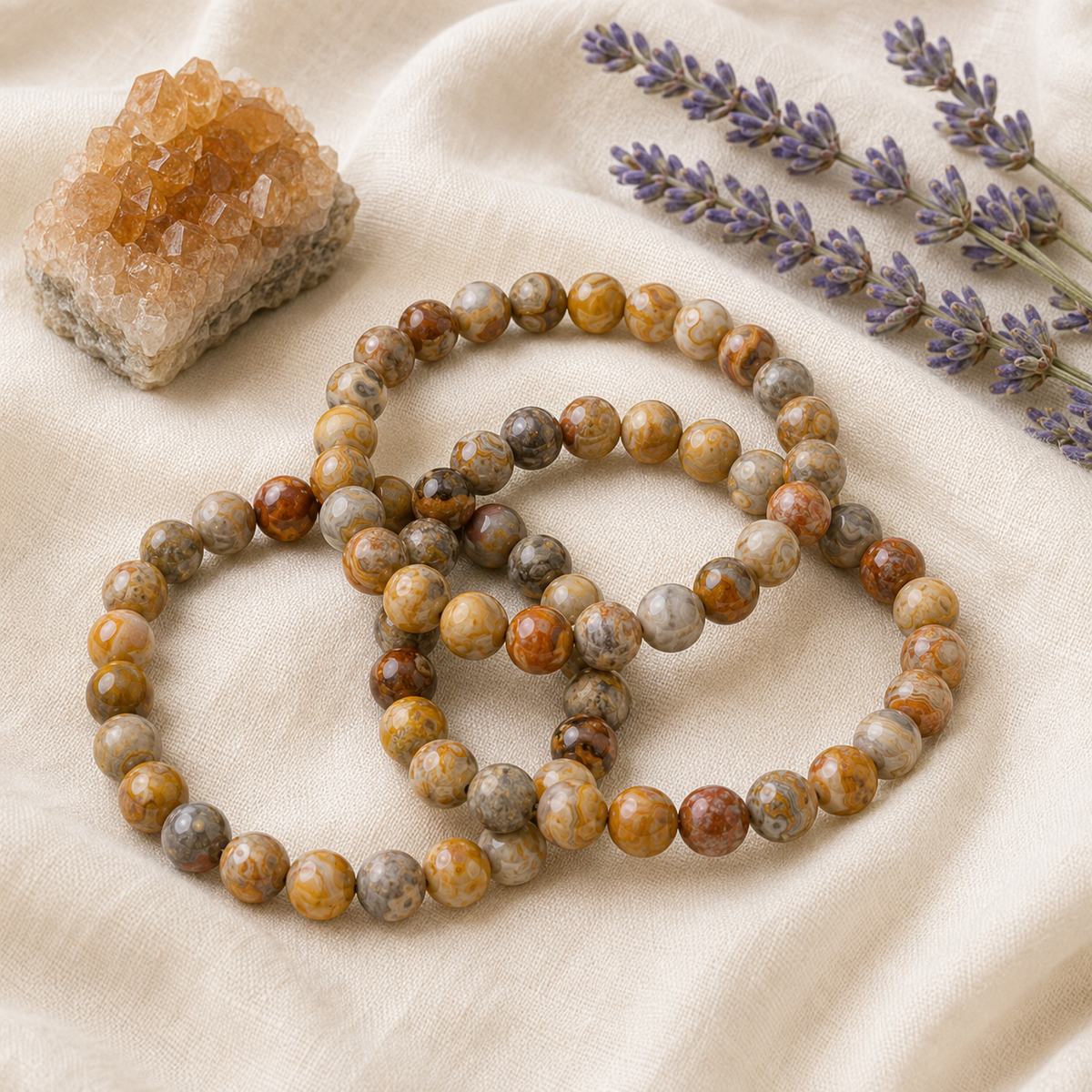 Crazy Lace Agate Bracelet | Orange Agate Bracelet (Purification and Chakra Cleansing)