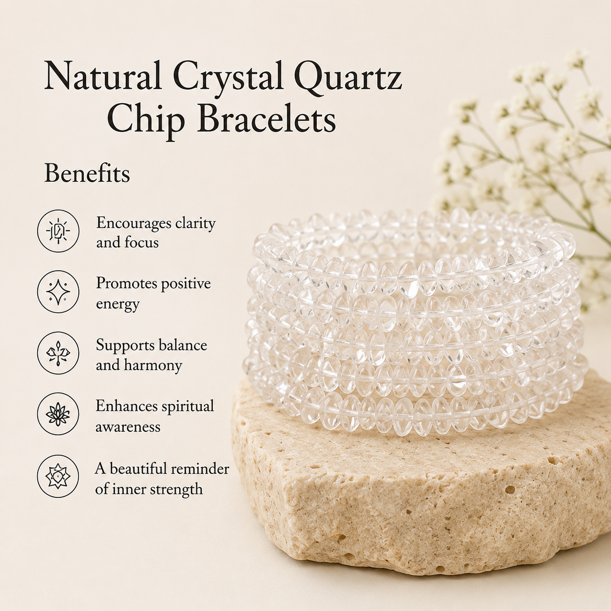 Crystal Quartz Chip Bracelet (Channeling and Dreams )