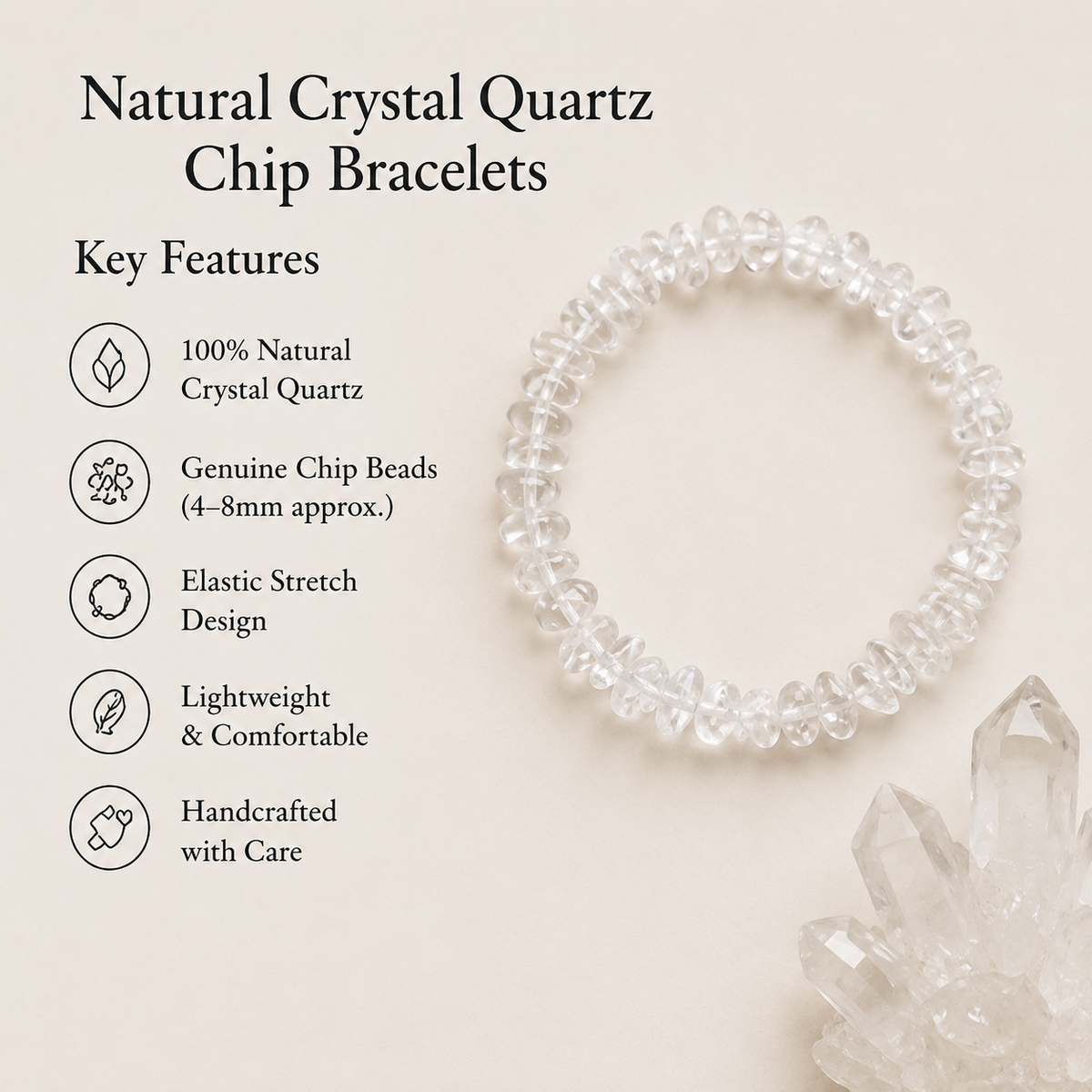 Crystal Quartz Chip Bracelet (Channeling and Dreams )