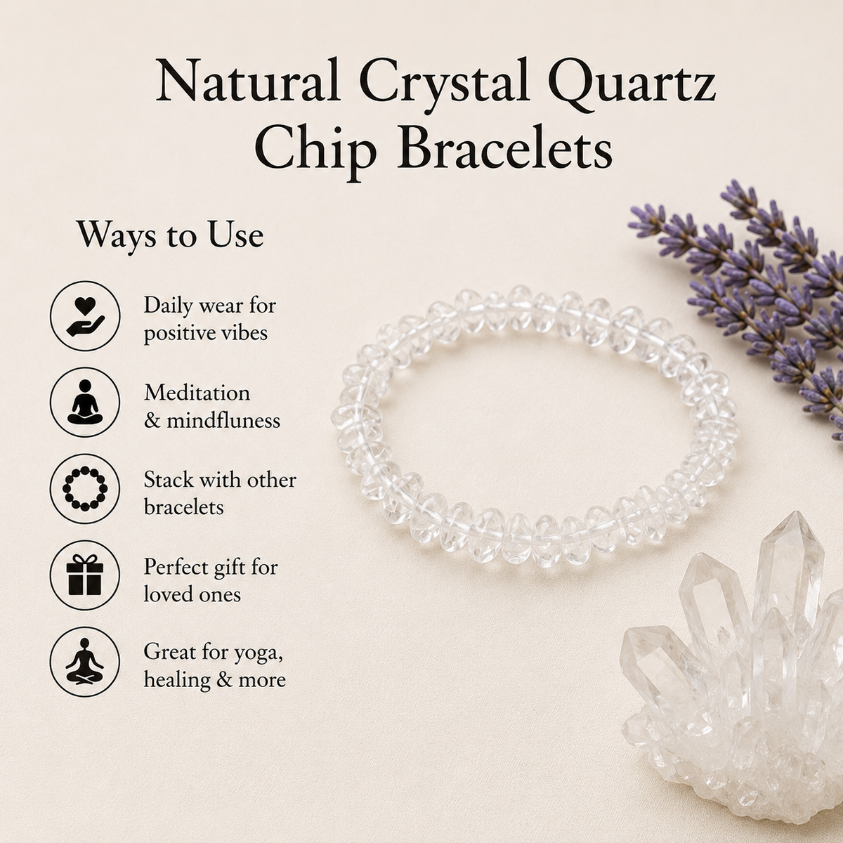 Crystal Quartz Chip Bracelet (Channeling and Dreams )