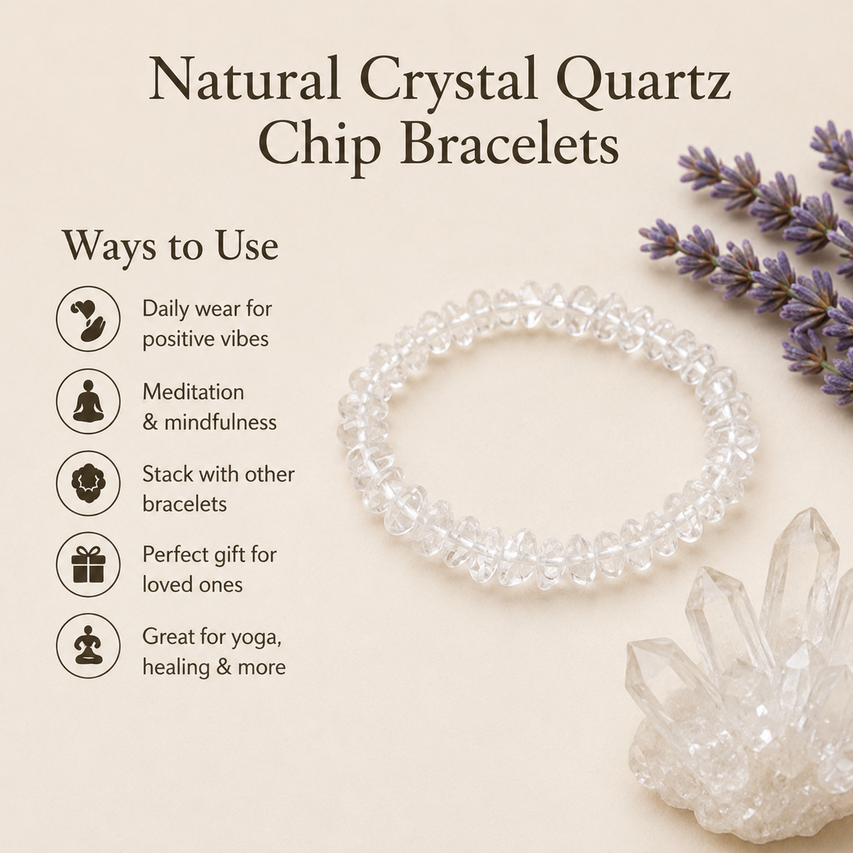 Crystal Quartz Chip Bracelet (Channeling and Dreams )