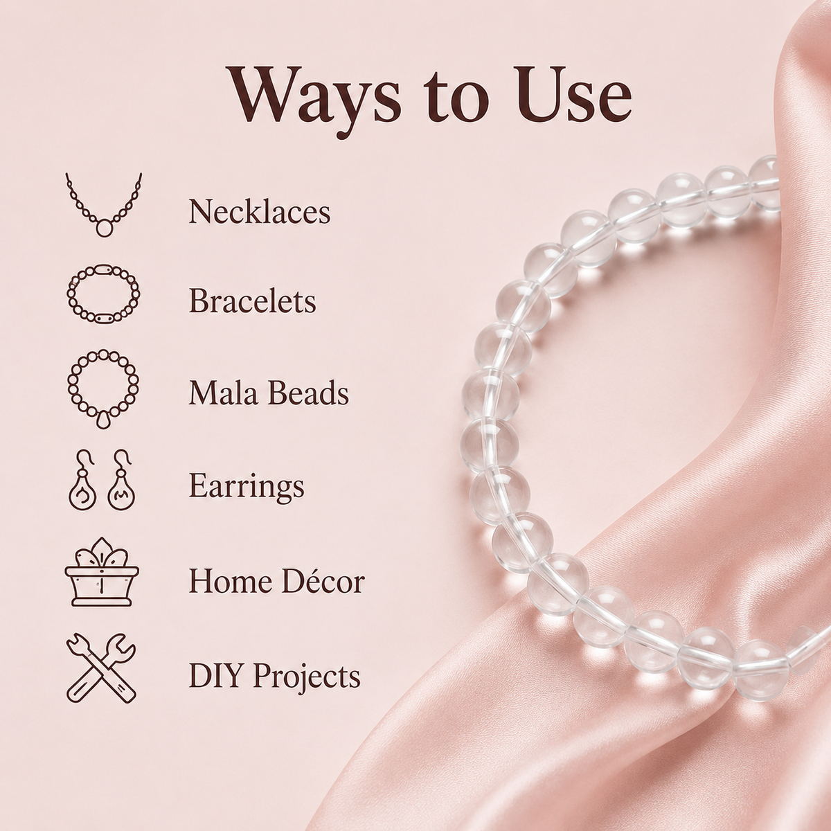 Crystal Quartz Beads, Natural Round Crystal Beads 4mm to 16mm.