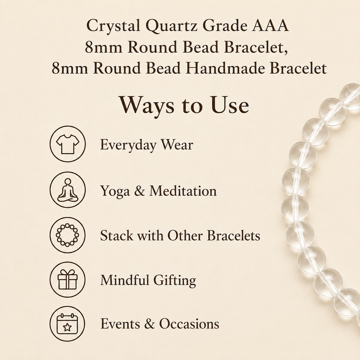 Crystal Quartz Bracelet(Enhancing and Manifesting).