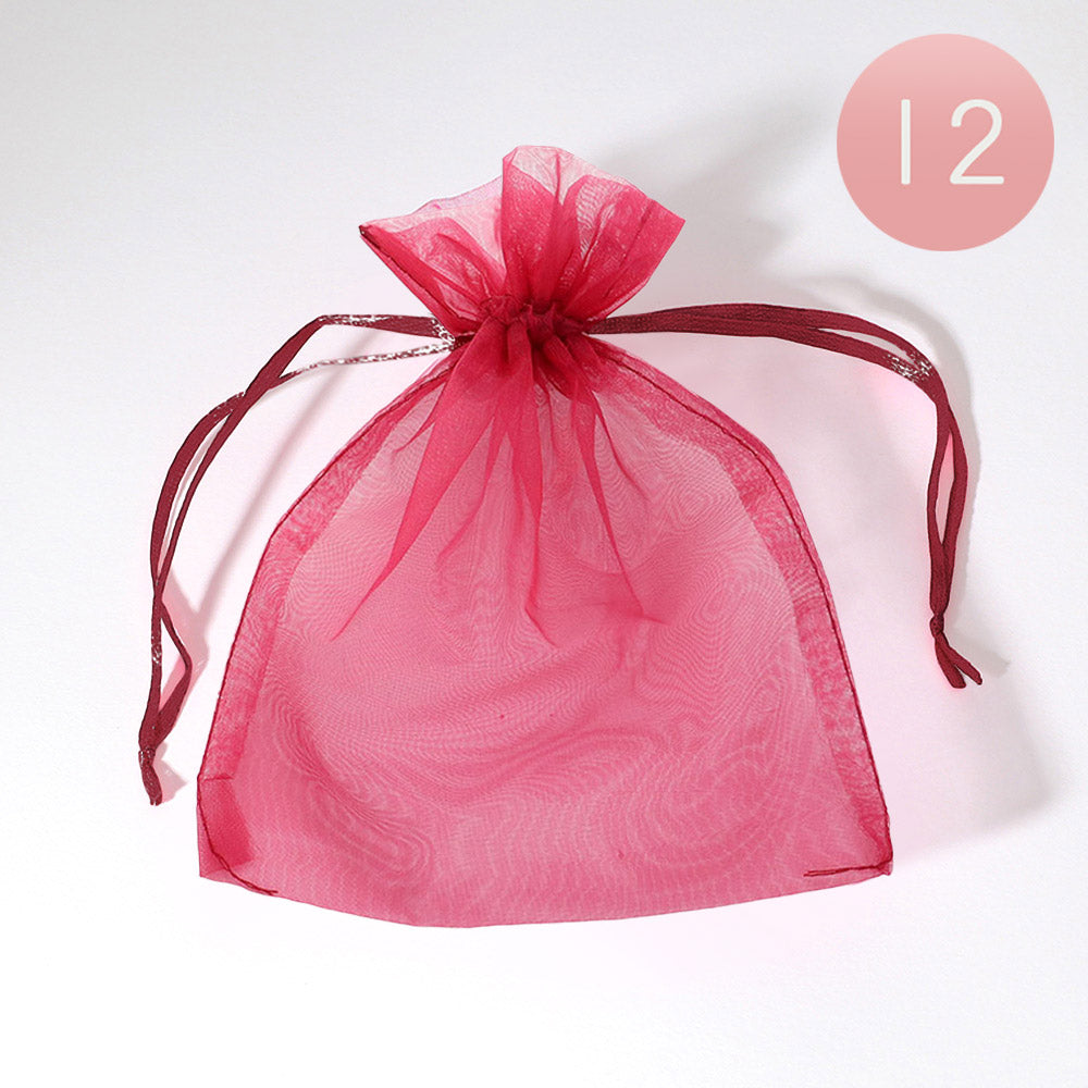 12PCS - 5.5 X 6.5 Ribboned Organza Gift Bags