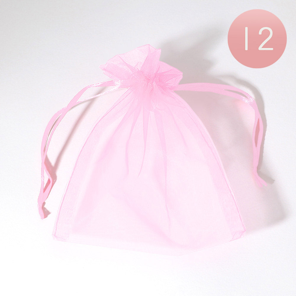 12PCS - 5.5 X 6.5 Ribboned Organza Gift Bags