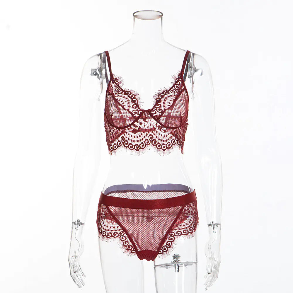 Lace Trim Thong Set with Sexy Lingerie and Shorts