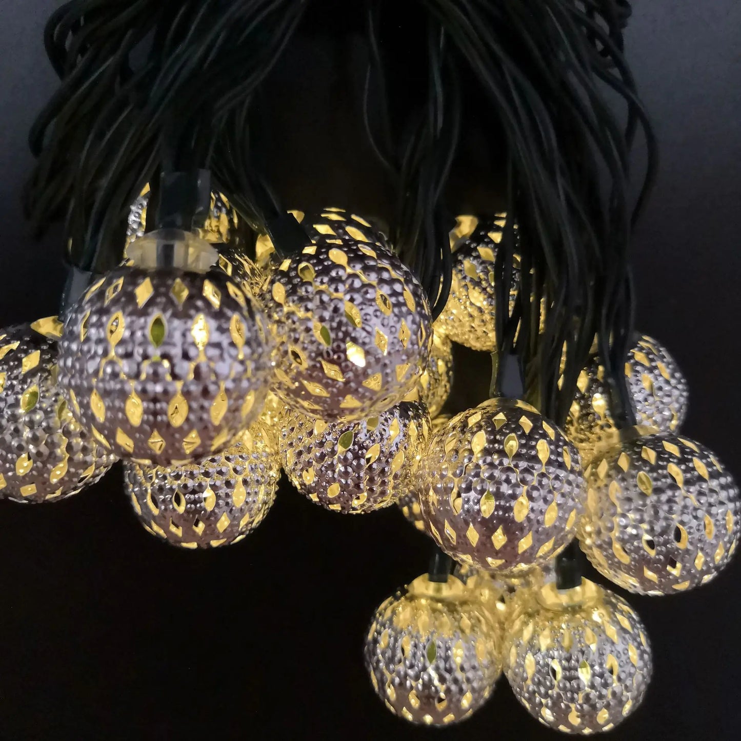 Solar Moroccan Iron Hollow Outdoor Waterproof LED String Lights - 888