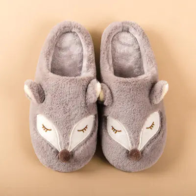 Cute Thick Winter Cotton Slippers for Couples - Fox Design- 888