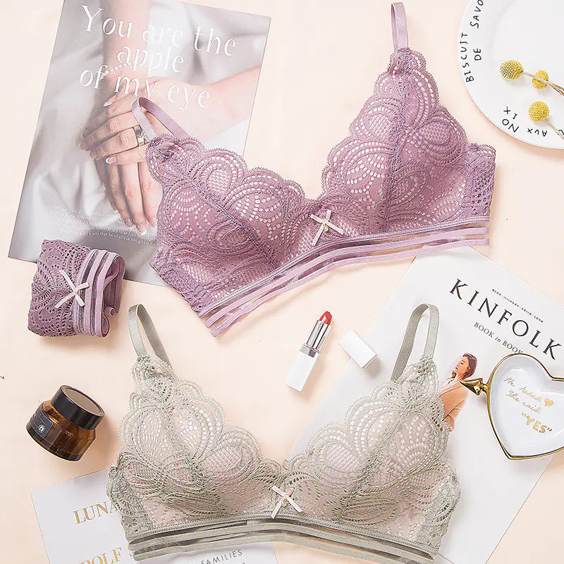 Black Snow Summer Wireless Lace Bra Set with Comfort - Lingerie