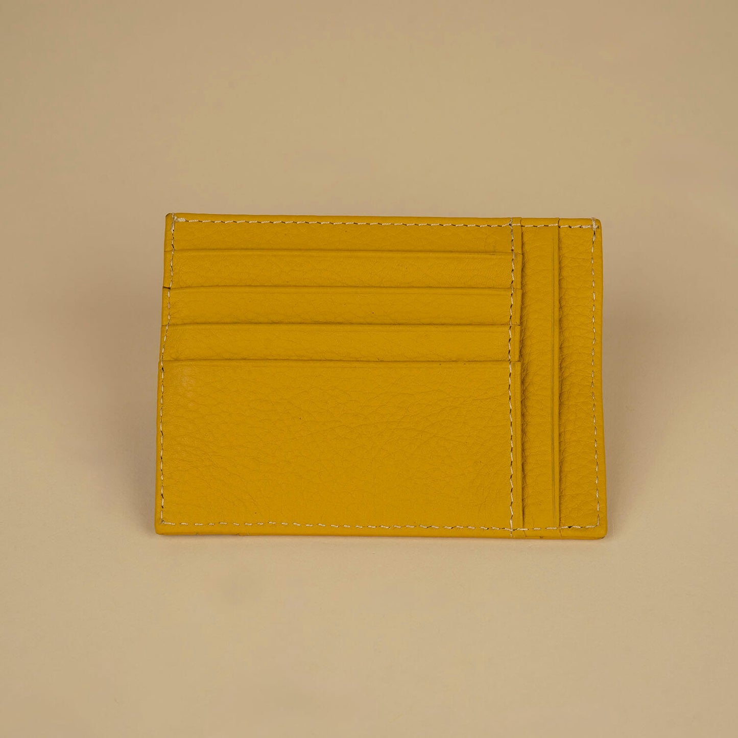 Vibrant Leather Card Holder with Zipper Pocket - Yellow - Concord