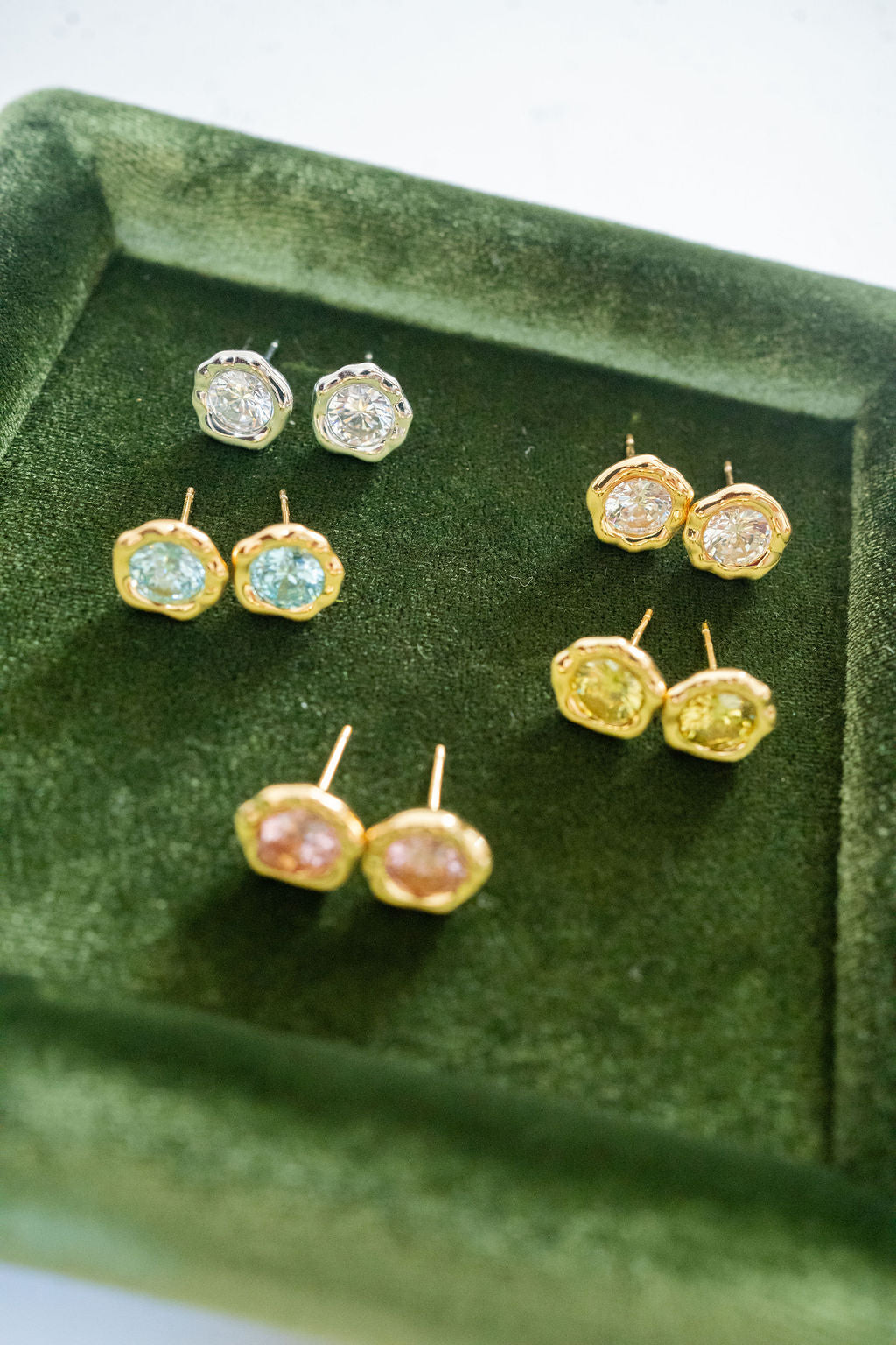 Margot - Bezel Textured Stud Earring - 18k Gold Plated- Darby Clark Collection