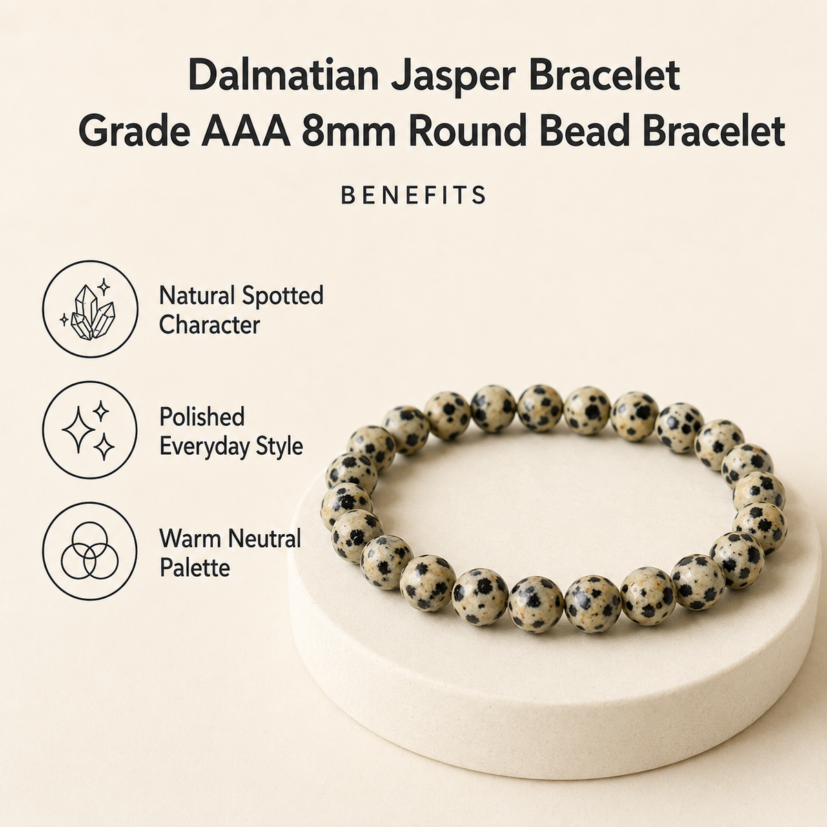 Dalmatian Jasper Bracelet | Dalmatian Stone Bracelet (Altruism and Past Life Recall)