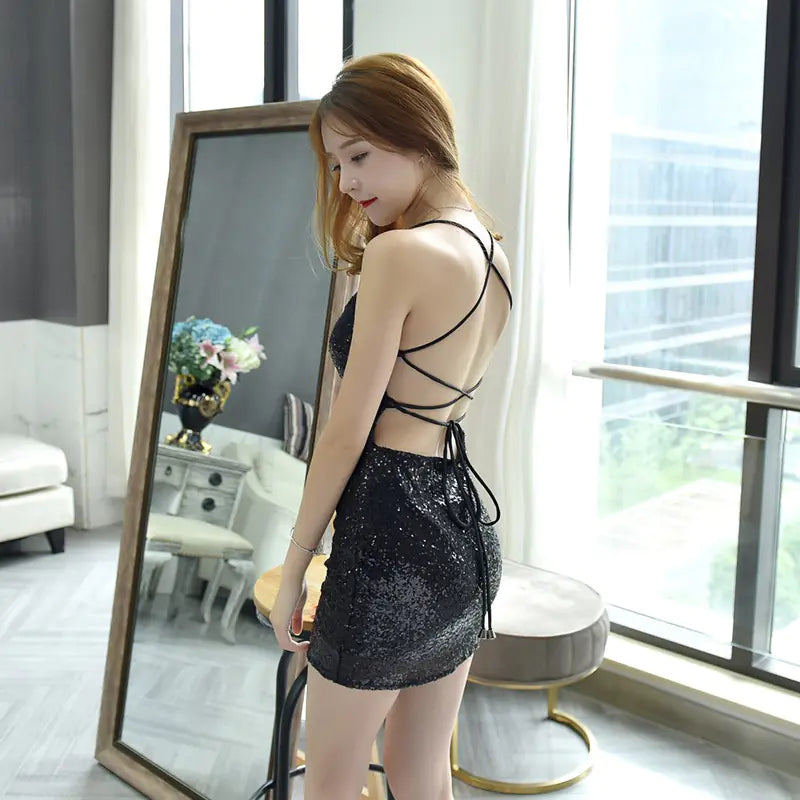 Fashionable Sexy Strap Dress for KTV and Nightclubs - Lingerie