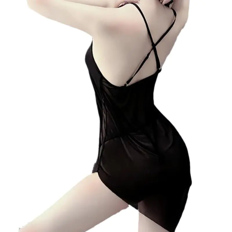 Sexy Summer Sheer Mesh Nightgown with Slit Dress - Lingerie