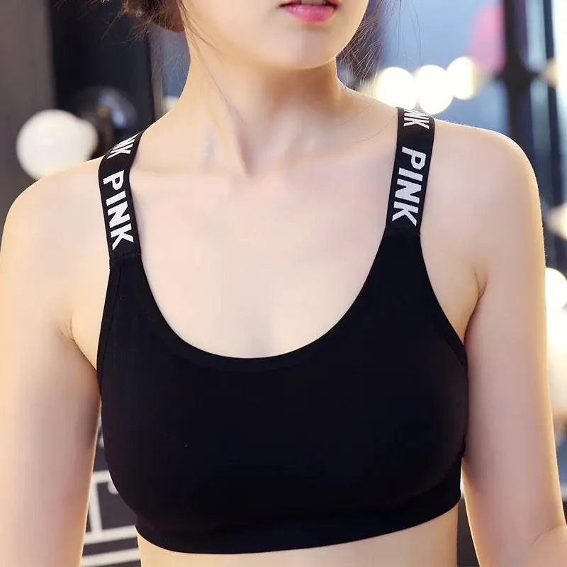 Seamless Women's Sports Bra with Letter Design - Lingerie