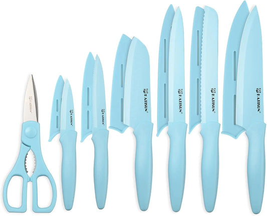 13 Piece Blue Non-Stick Stainless Steel Boxed Knives Set