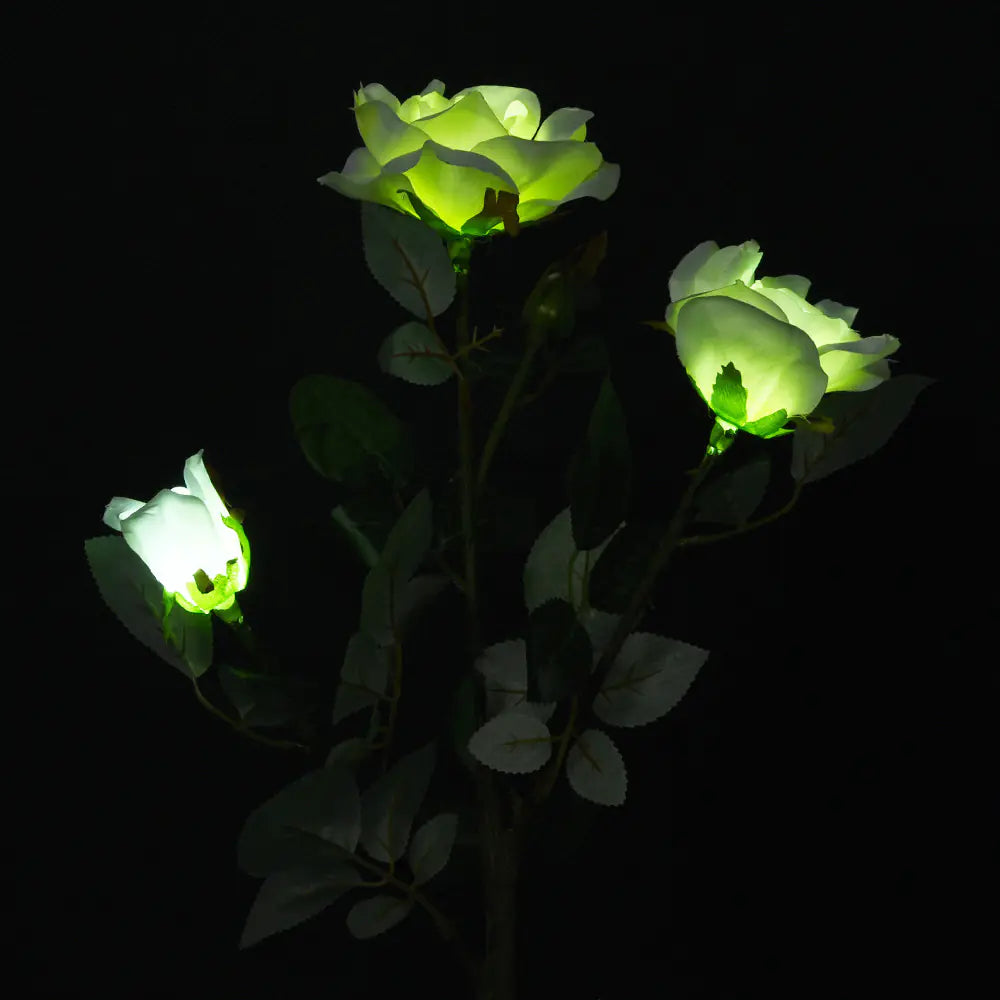 Solar LED White Rose Flower Outdoor Lawn Decor Light - 888