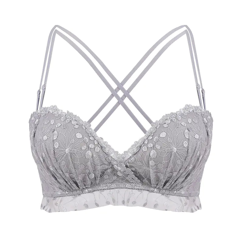 Lace Floral Plunge Bra for Comfort and Support - Lingerie
