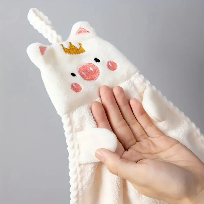 Cartoon Piggy Fingertip Towel - Soft Microfiber Hand Towel