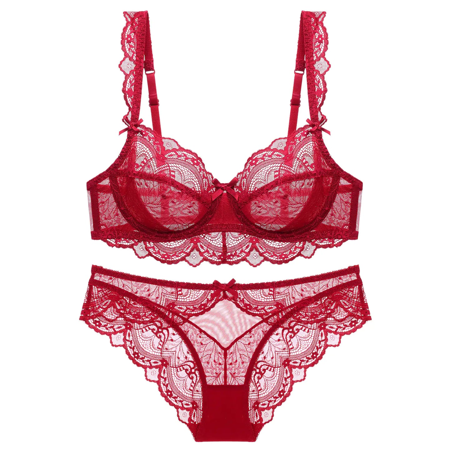 Ultra-thin Transparent Lace Bra Set for Women - Lingerie