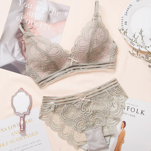 Black Snow Summer Wireless Lace Bra Set with Comfort - Lingerie