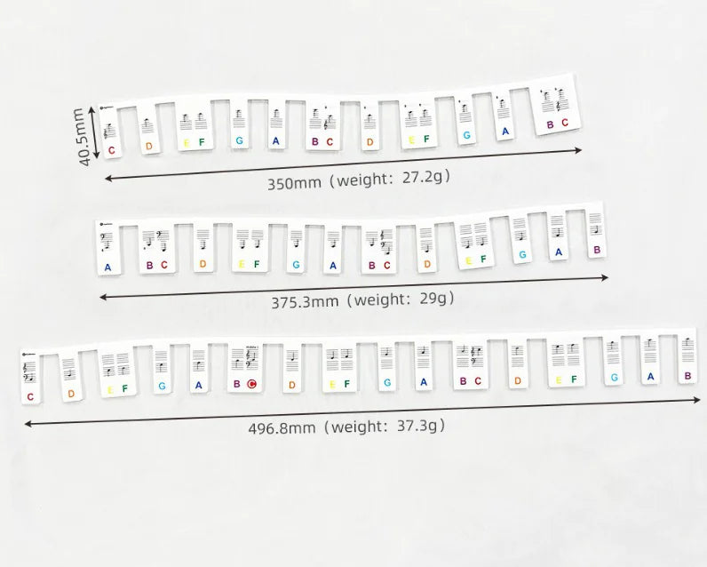 Piano Key Labels - Silicone Stickers for Beginners (One Set)
