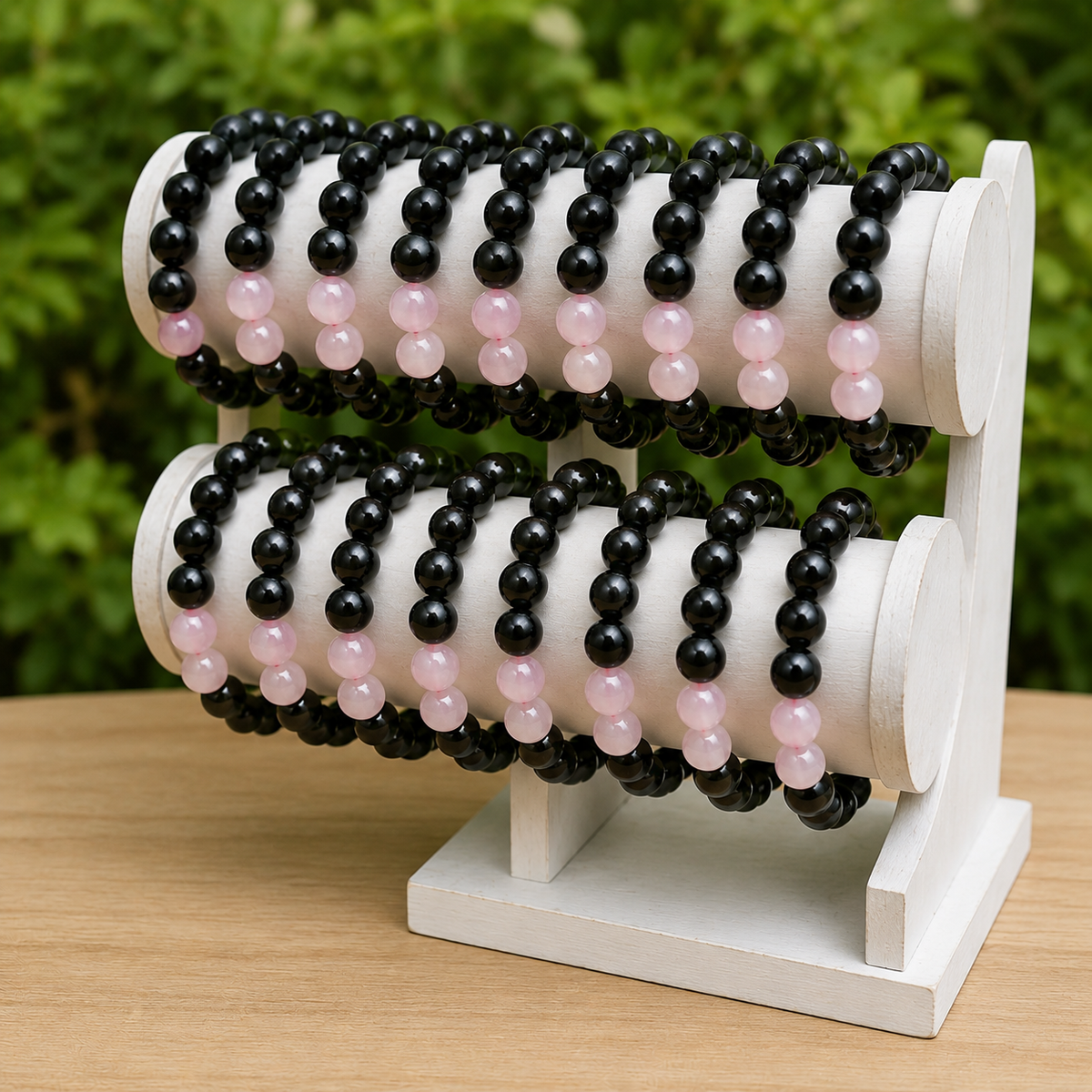 EMF Protection Crystal Bracelet, EMF Bracelet (Shungite Black, Rose Quartz)