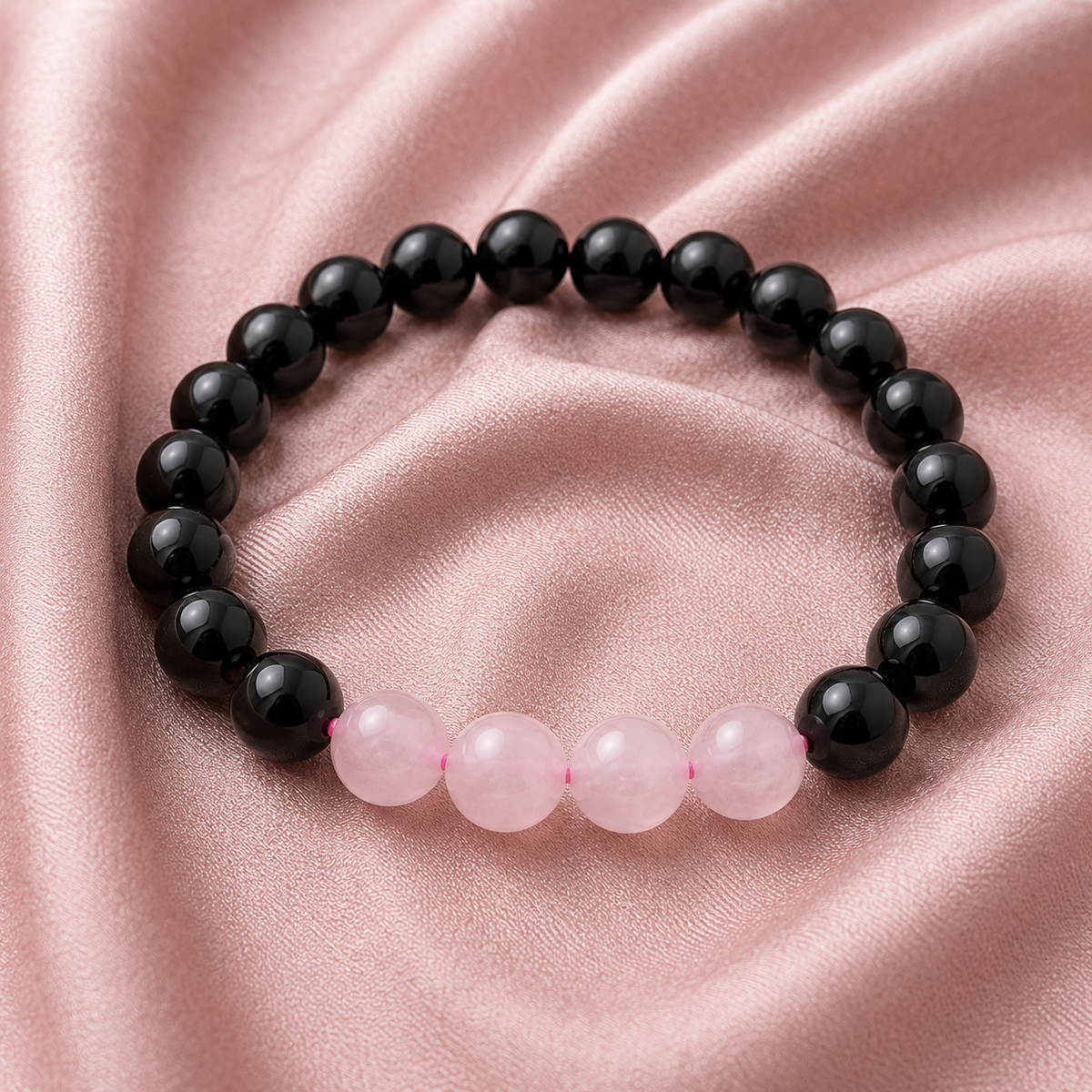 EMF Protection Crystal Bracelet, EMF Bracelet (Shungite Black, Rose Quartz)