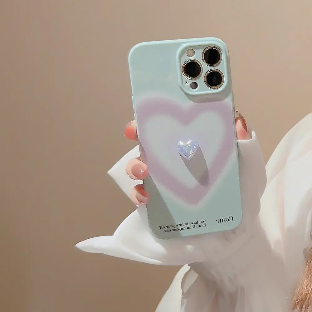 Gradient Love Heart Phone Case for iPhone 11-14