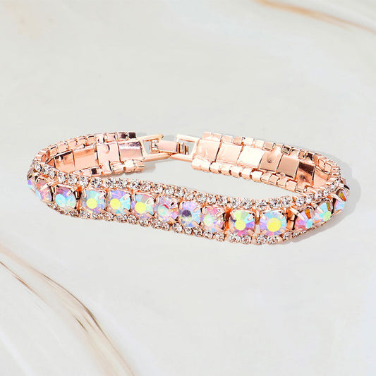 Round Crystal Rhinestone Trim Evening Bracelet