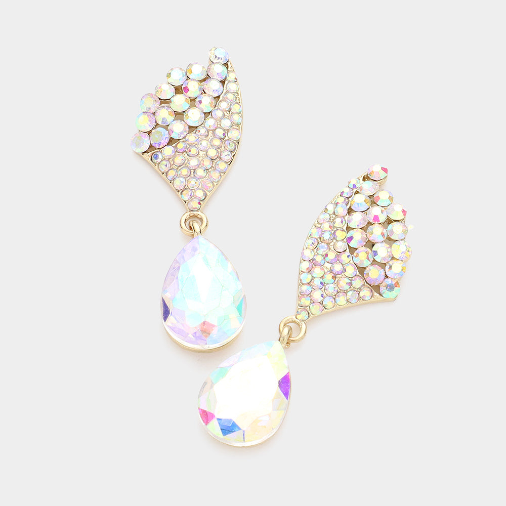 Crystal Rhinestone Teardrop Evening Earrings