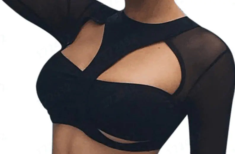 Lace Sexy Lingerie Set with Sheer Long Sleeve Swimsuit