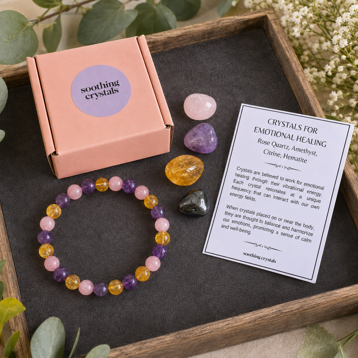 EMOTIONAL HEALING Crystal Kit, Gemstone Tumble Kit, Emotional Healing Crystal Gift Set
