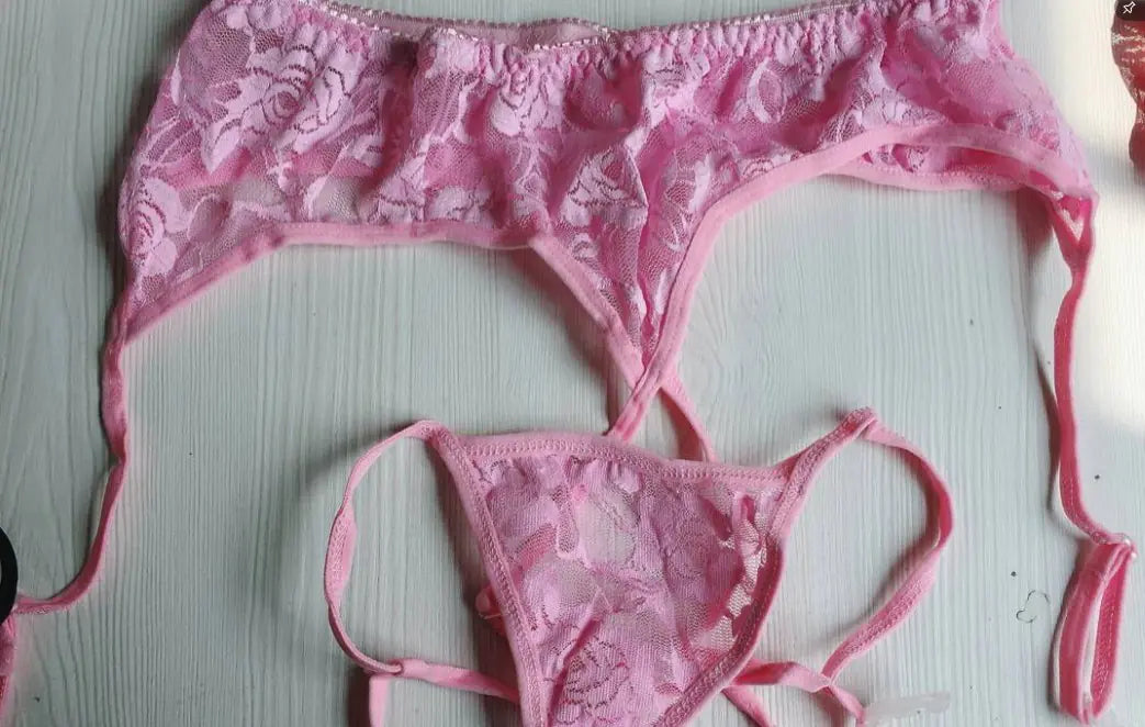 Plus Size Women's Lingerie with Lace and Thong, Multi-Color